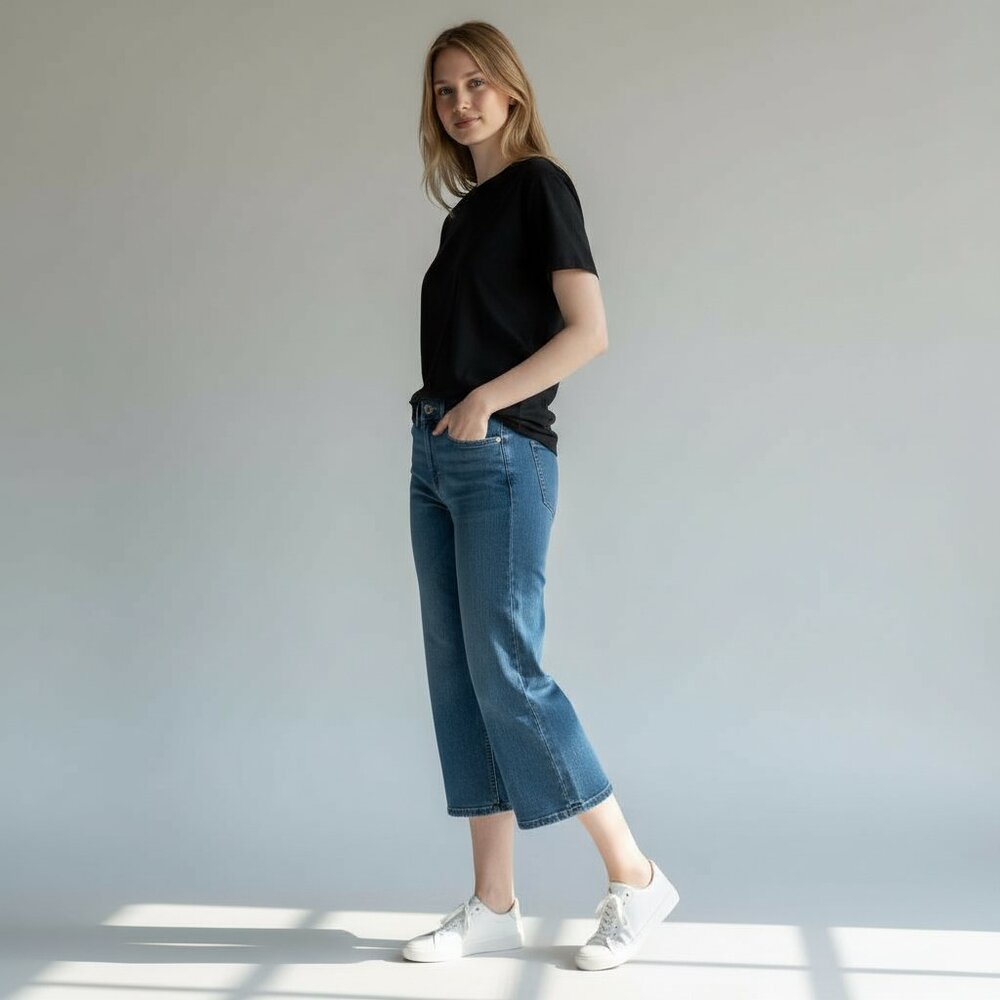 Riders by Lee Mid Rise Denim Blue Capri Jeans Size 10 - Picture 11 of 11